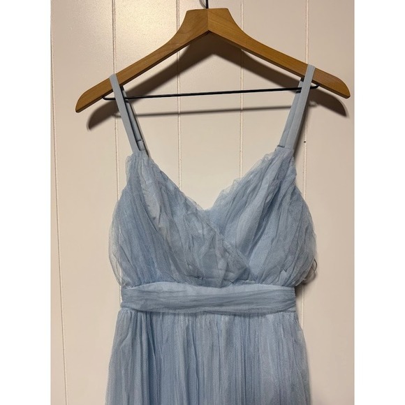Lulus Baby Blue Tulle Bridesmaid Formal Evening Gown XS - Picture 3 of 12